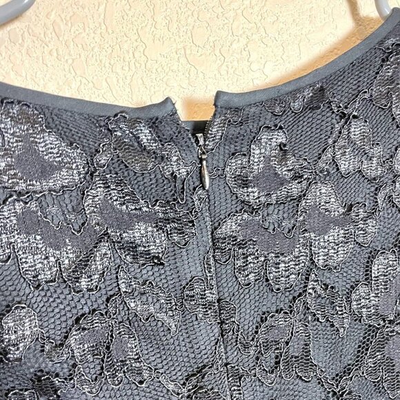 Diane von Furstenberg Sheath Dress Womens 4 Black Lace Silk Floral Long Sleeve - Picture 2 of 9